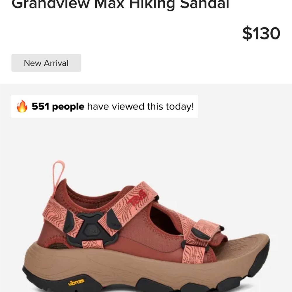 NWT Teva Women’s Grandview Max Hiking Sandal - Pink